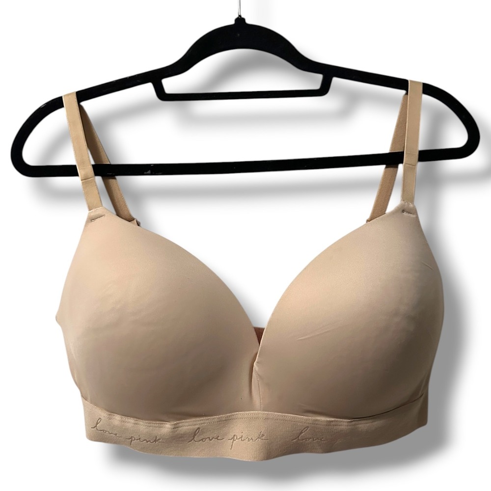 Victoria's Secret Pink Wear Everywhere Wireless Push Up Bra Tan Nude 36DD (36E)